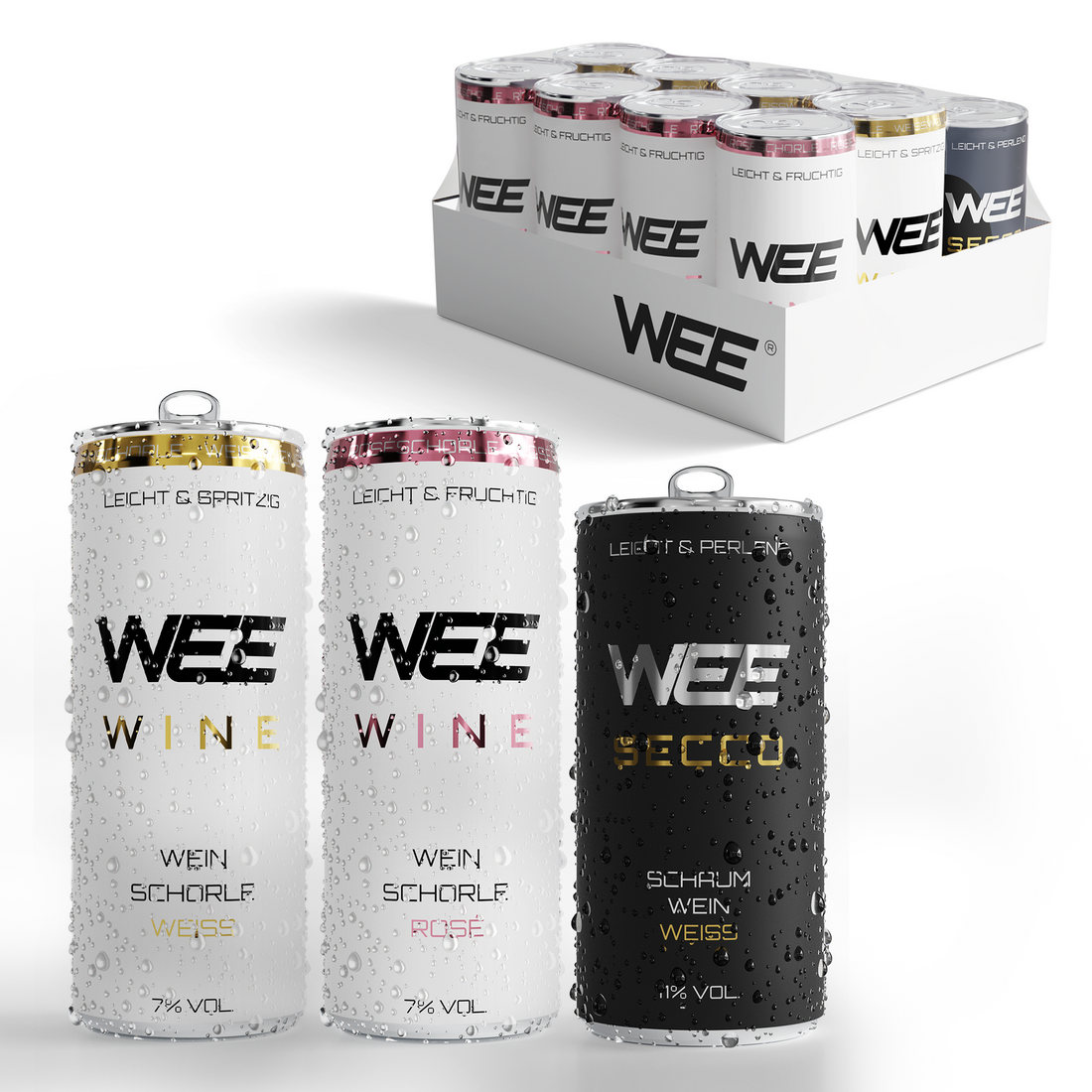 WEE MIX – Probierpaket | 12-Pack (4x Rosé, 4x Weiß, 4x Secco)