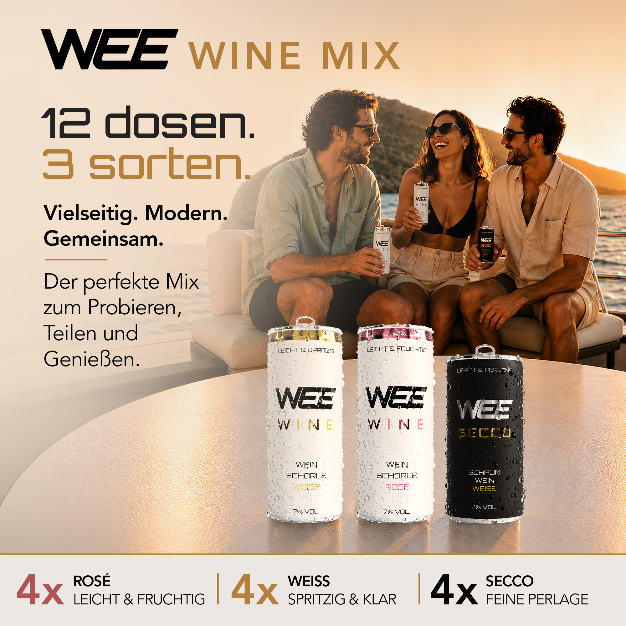 WEE MIX – Probierpaket | 12-Pack (4x Rosé, 4x Weiß, 4x Secco)