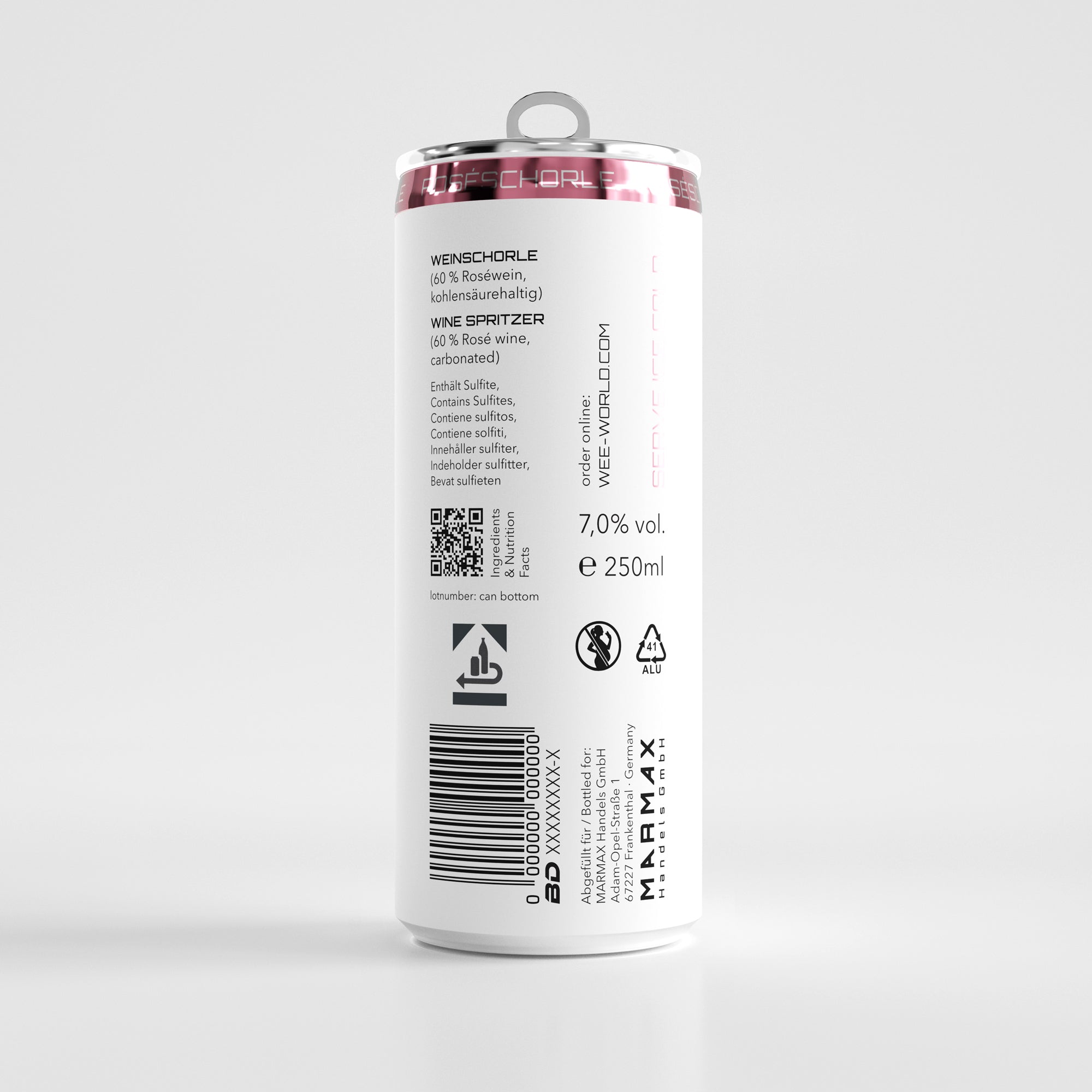 WEE WINE – Premium Weinschorle Rosé | 0,25 l Dose