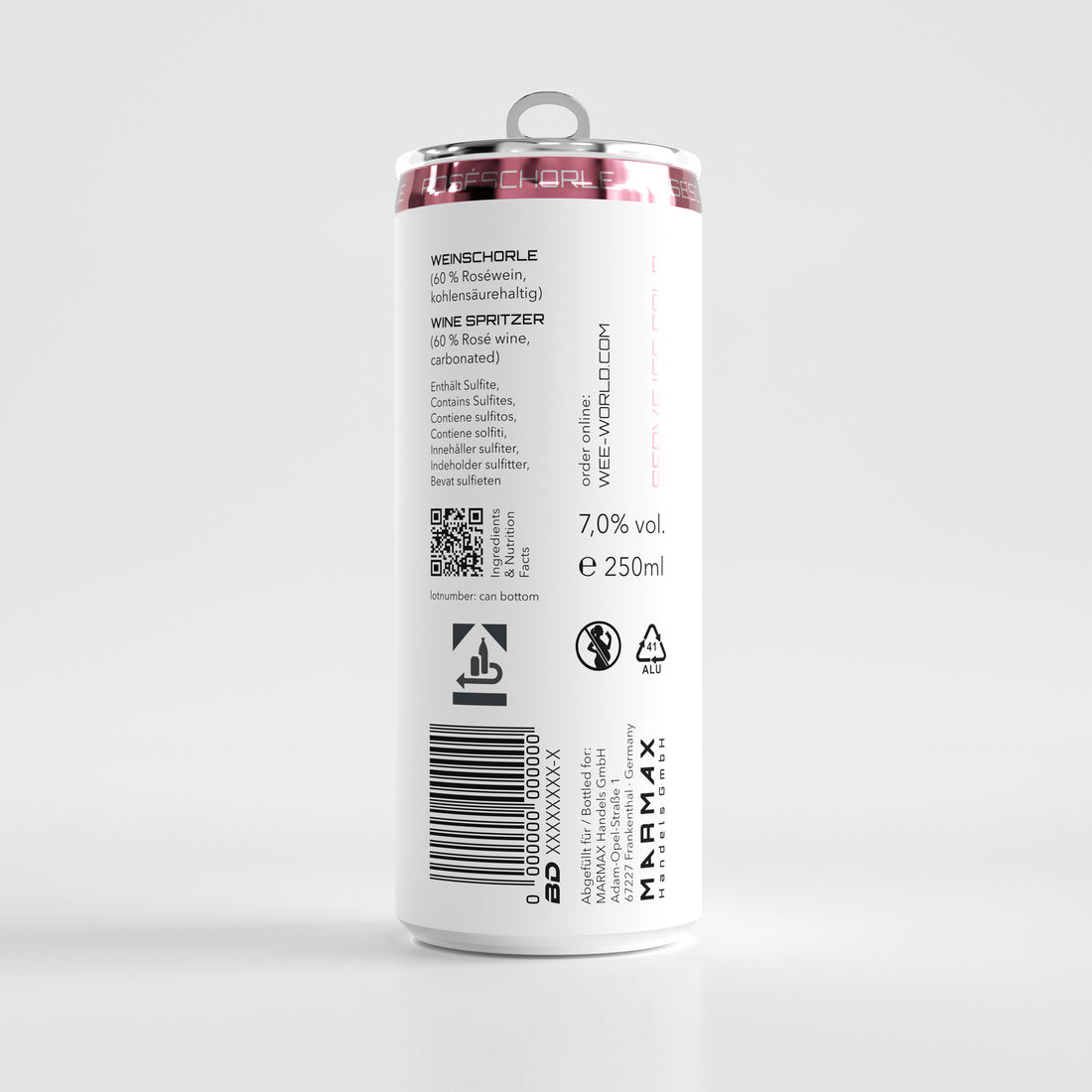 WEE WINE – Premium Weinschorle Rosé | 0,25 l Dose
